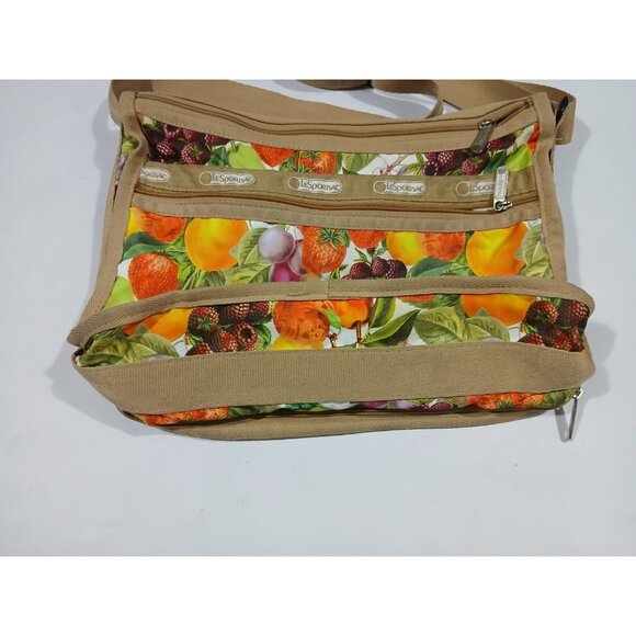 LeSportSac Crossbody Bag Tan Fruit Adjustable Strap Commute Everday Deluxe - Picture 10 of 11